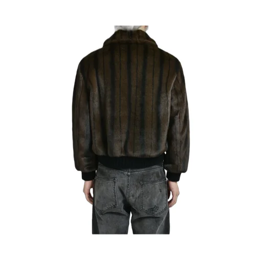 Faux-Mink Harrington Jacket / Blk Brw