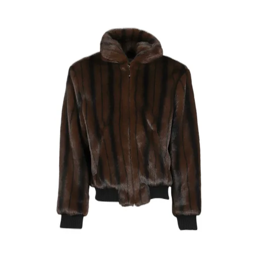 Faux-Mink Harrington Jacket / Blk Brw
