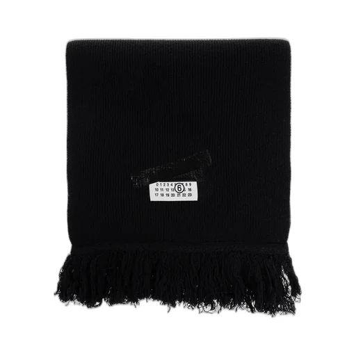 Mm6 Maison Margiela Logo Patch Fringed Edge Scarf