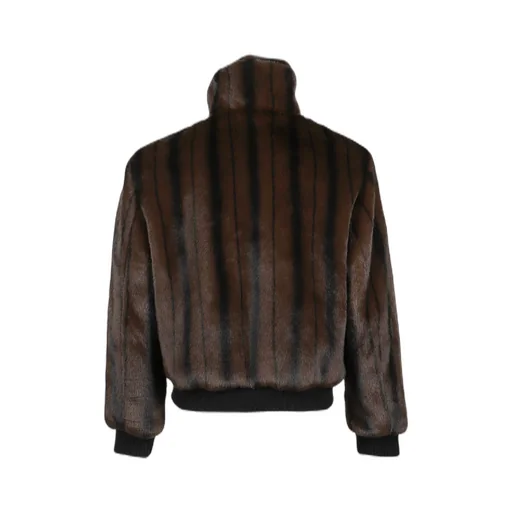 Faux-Mink Harrington Jacket / Blk Brw