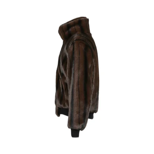 Faux-Mink Harrington Jacket / Blk Brw
