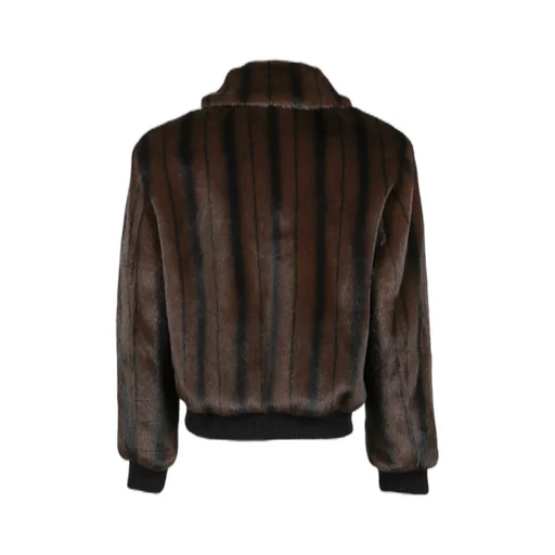Faux-Mink Harrington Jacket / Blk Brw