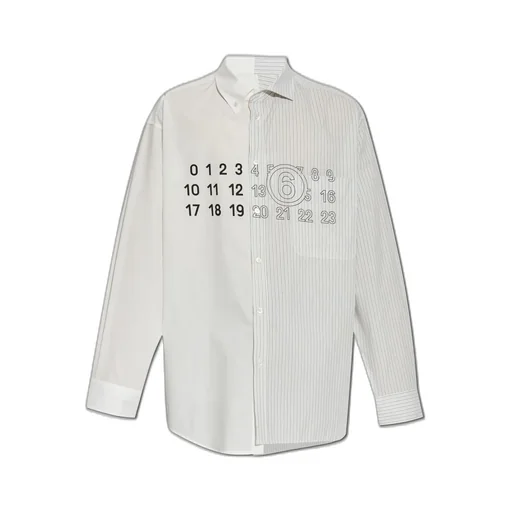 Mm6 Maison Margiela Panelled Stripe Detailed Long-Sleeve Shirt