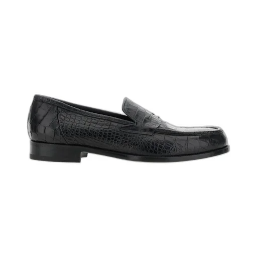 Lidfort Embossed Almond-Toe Loafers