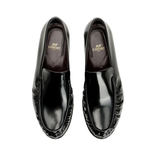 Lidfort Curled Toe Leather Loafers