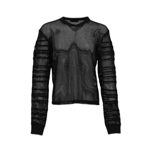 Fitted Shadow Sleeve Mesh Pullover / Blk