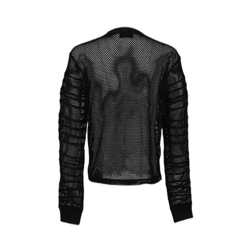 Fitted Shadow Sleeve Mesh Pullover / Blk