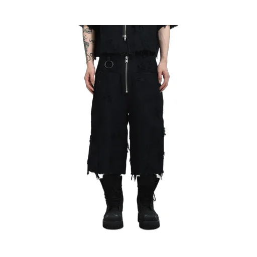 Boro Jacquard Baggy Shorts / Blk