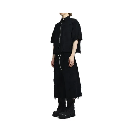 Oversized Boro Jacquard Shirts / Blk