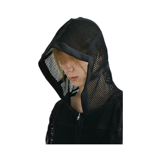 Prisoner Mesh Zip Up Hoodie / Blk