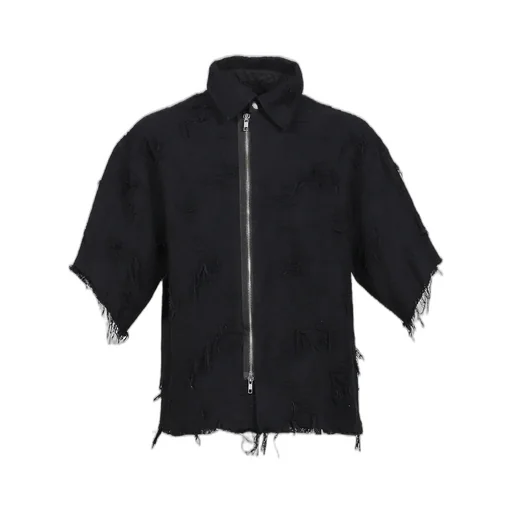Oversized Boro Jacquard Shirts / Blk