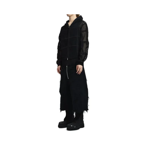 Prisoner Mesh Zip Up Hoodie / Blk