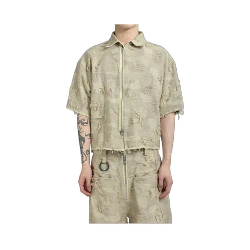 Oversized Boro Jacquard Shirts / Dusty Bei