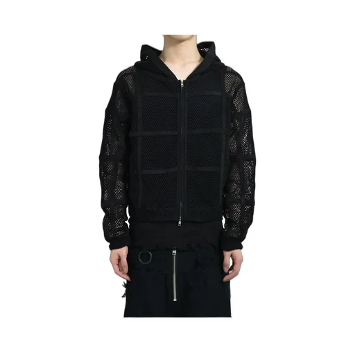 Prisoner Mesh Zip Up Hoodie / Blk