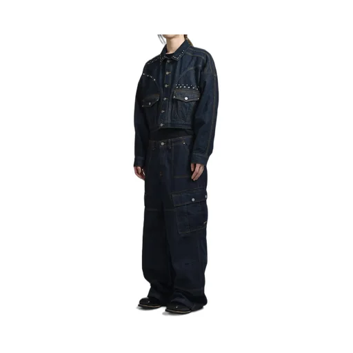 Liam Stud Denim Jacket / Deep Blu