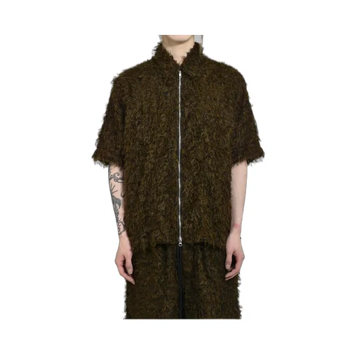 Zip Up Box Shirt / Black / Brw