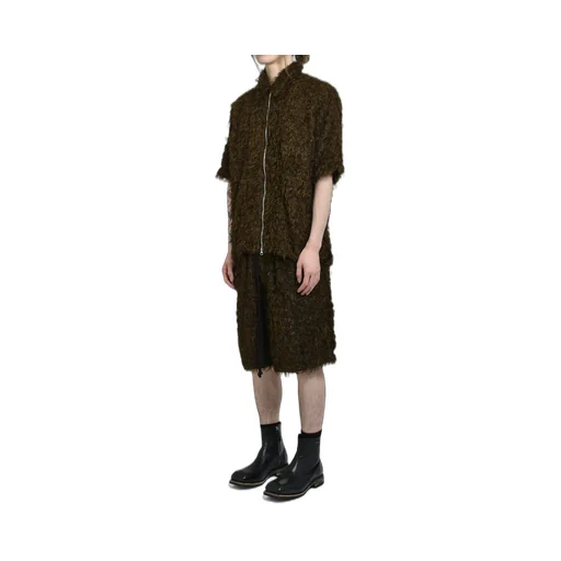 Zip Up Box Shirt / Black / Brw