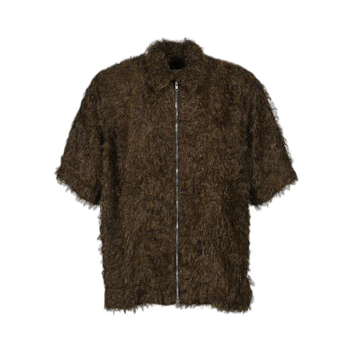 Zip Up Box Shirt / Black / Brw