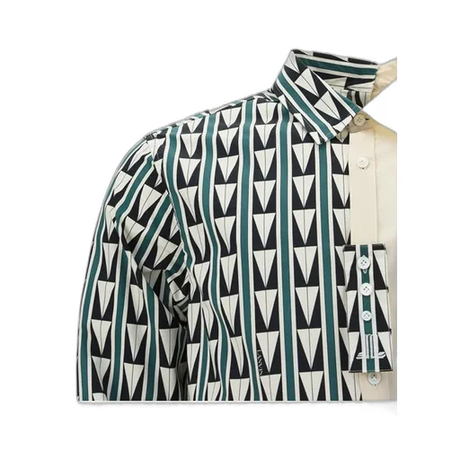 Lanvin Geometric Printed Raw Cut Hem Shirt