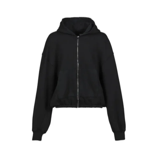 Short Hoodie Zip Up W/Elastic / Blk