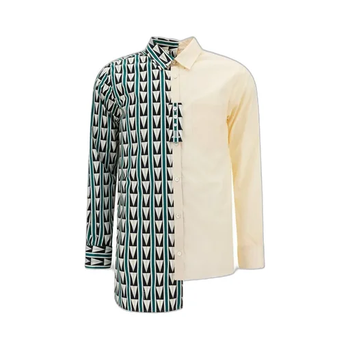 Lanvin Geometric Printed Raw Cut Hem Shirt