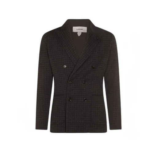 Lardini Houndstooth Double-Breasted Tailored Jacket
