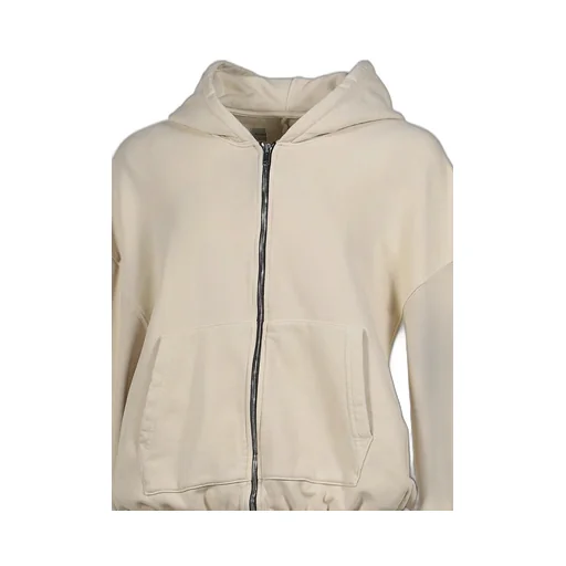 Short Hoodie Zip Up W/Elastic / Kha