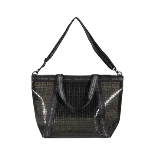 Plaid Vinyl Logo Tape Bag L/Blk