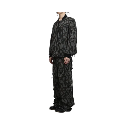 Slash Seam Tribal Camouflage Flight Jacket / Blk
