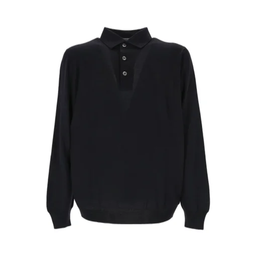 Lardini Long Sleeve Fine-Knit Polo Top