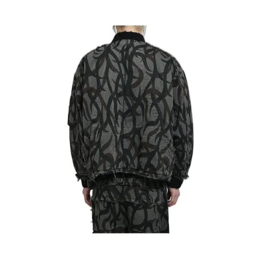Slash Seam Tribal Camouflage Flight Jacket / Blk
