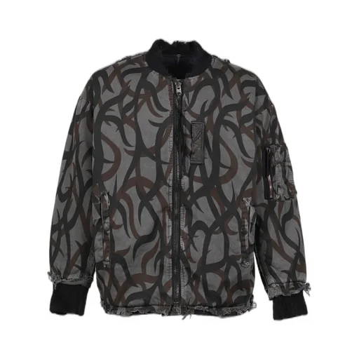 Slash Seam Tribal Camouflage Flight Jacket / Blk