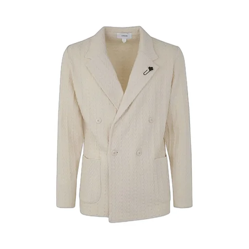 Lardini Brooch-Detail Double-Breasted Blazer