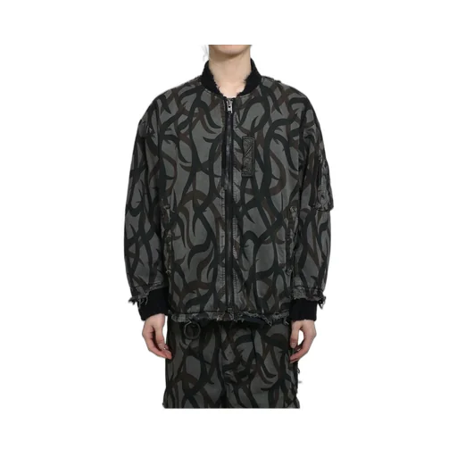 Slash Seam Tribal Camouflage Flight Jacket / Blk