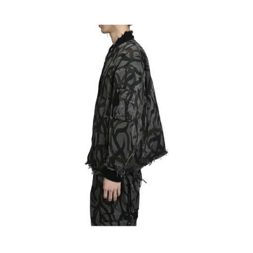Slash Seam Tribal Camouflage Flight Jacket / Blk