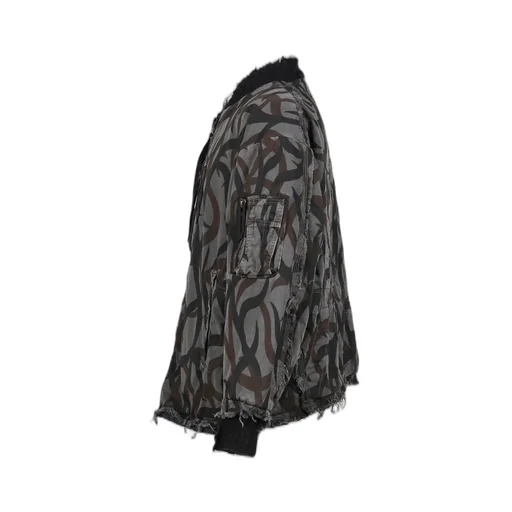 Slash Seam Tribal Camouflage Flight Jacket / Blk