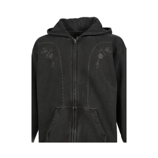 Hand Embroidery Hoodie / Blk. Sil Deco