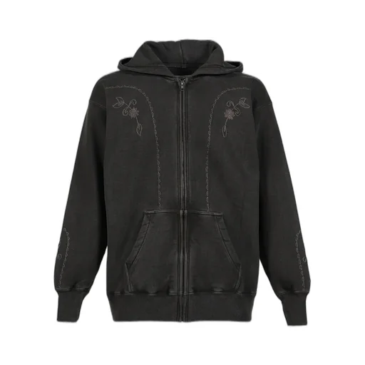 Hand Embroidery Hoodie / Blk. Sil Deco
