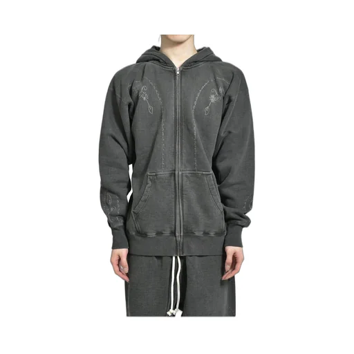 Hand Embroidery Hoodie / Blk. Sil Deco