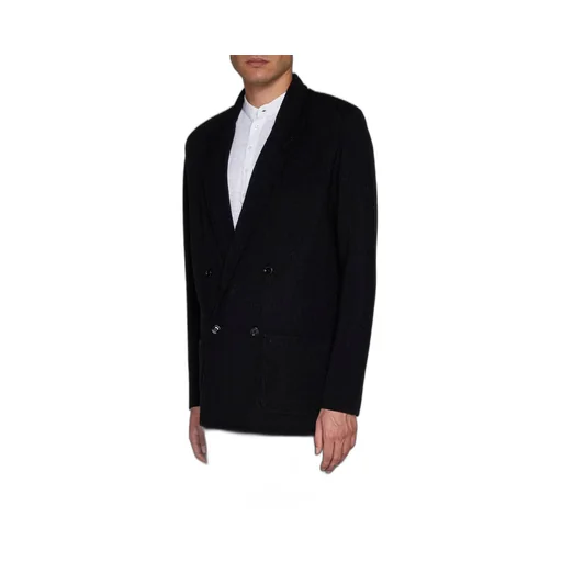 Lardini Brooch Detailed Knitted Double-Breasted Blazer