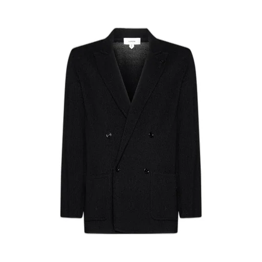 Lardini Brooch Detailed Knitted Double-Breasted Blazer