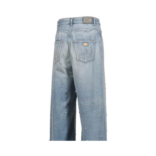 Bijou Studded Baggy Jean Trousers /Blu