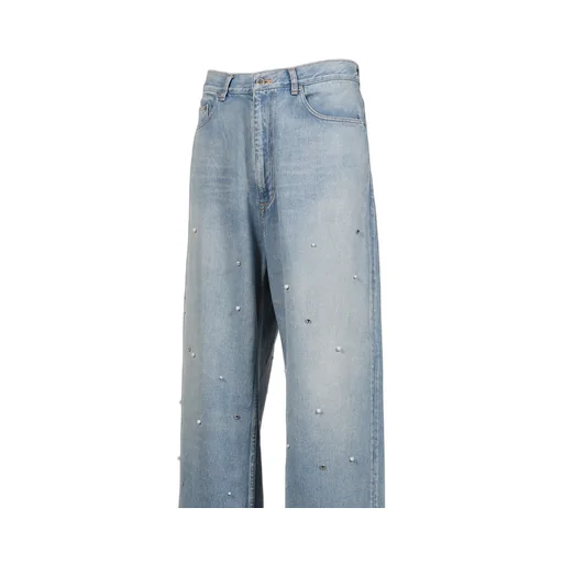 Bijou Studded Baggy Jean Trousers /Blu
