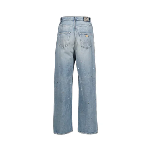 Bijou Studded Baggy Jean Trousers /Blu