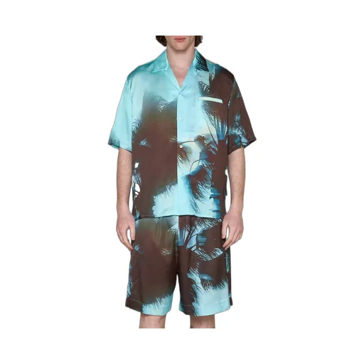 Laneus Palm Tree-Printed Wide-Leg Shorts