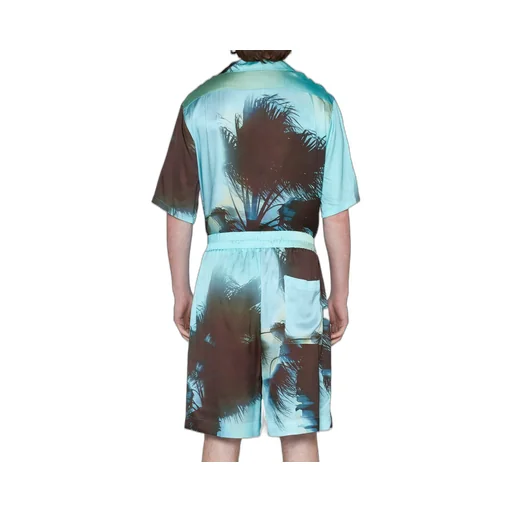 Laneus Palm Tree-Printed Wide-Leg Shorts