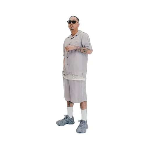 Script Logo Line Shirt / Gray