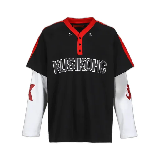 Baseball Longsleeve Polo / Blk