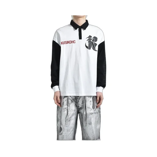 Rugby Long Sleeve Polo / White