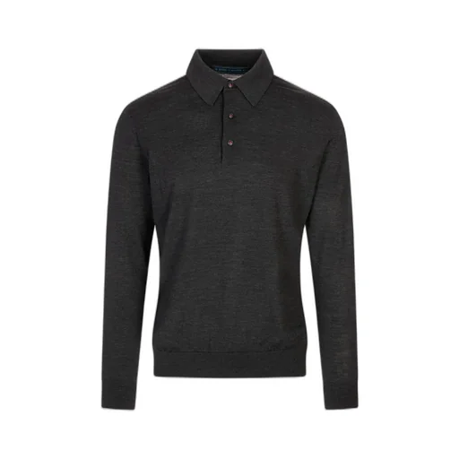 Kiton Long Sleeved Buttoned Knitted Polo Shirt